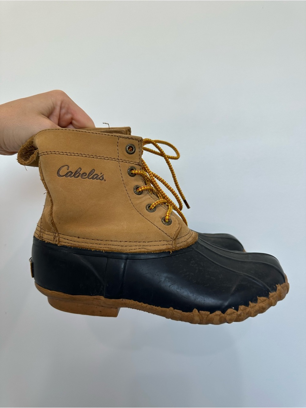Cabela's Waterproof Duck Boots in Tan and Black